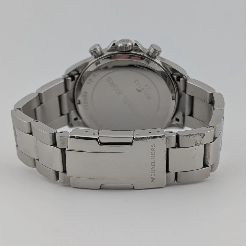 Michael Kors MK8113 Chronograph Watch Black Dial Stainless Steel 45mm 10ATM Date